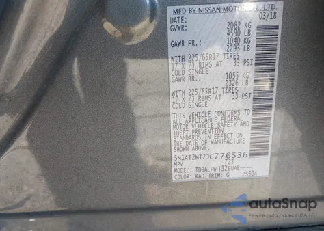 2018 Nissan Rogue S from USA, damaged, VIN 5N1AT2MT7JC776536